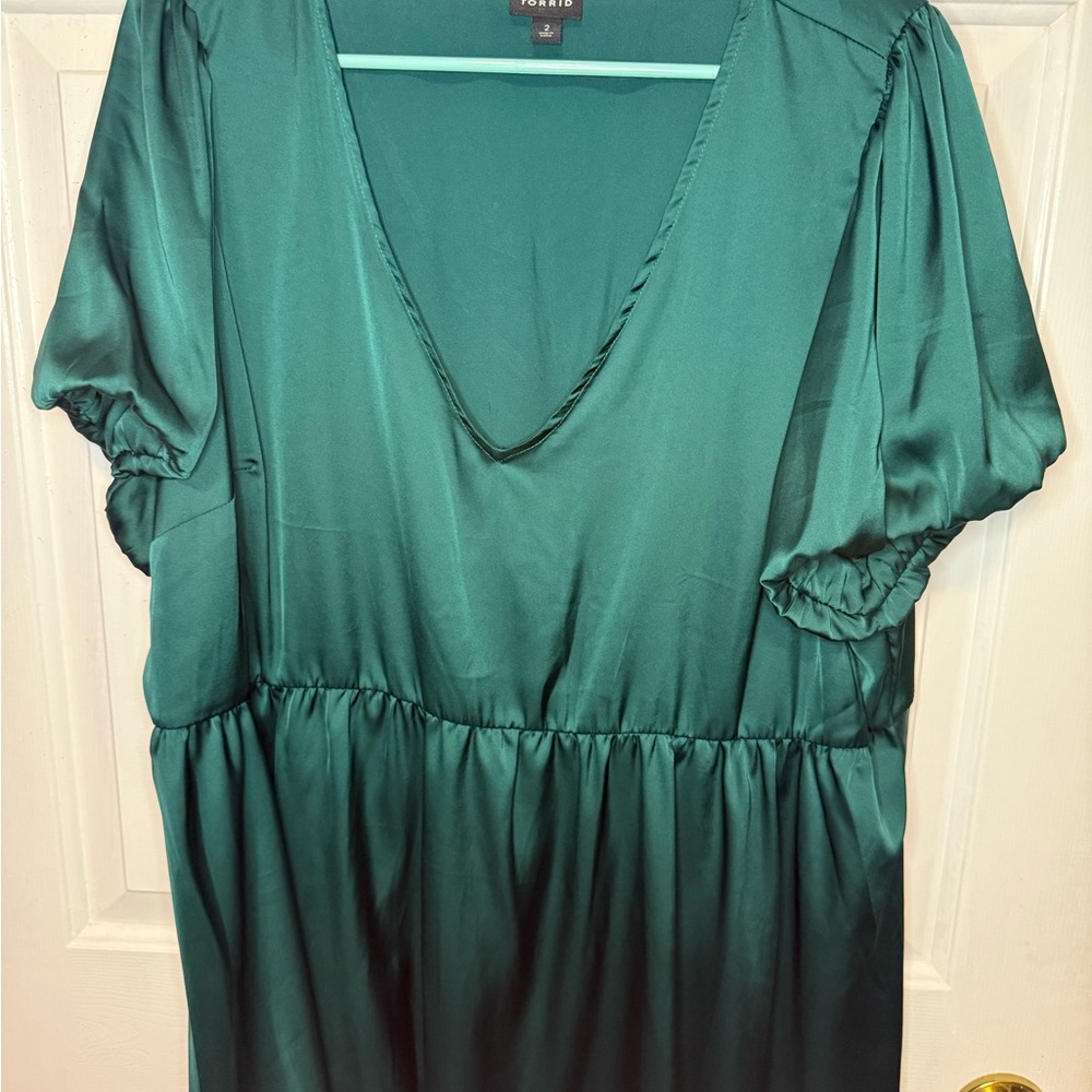 Torrid Green Puff Sleeve Blouse